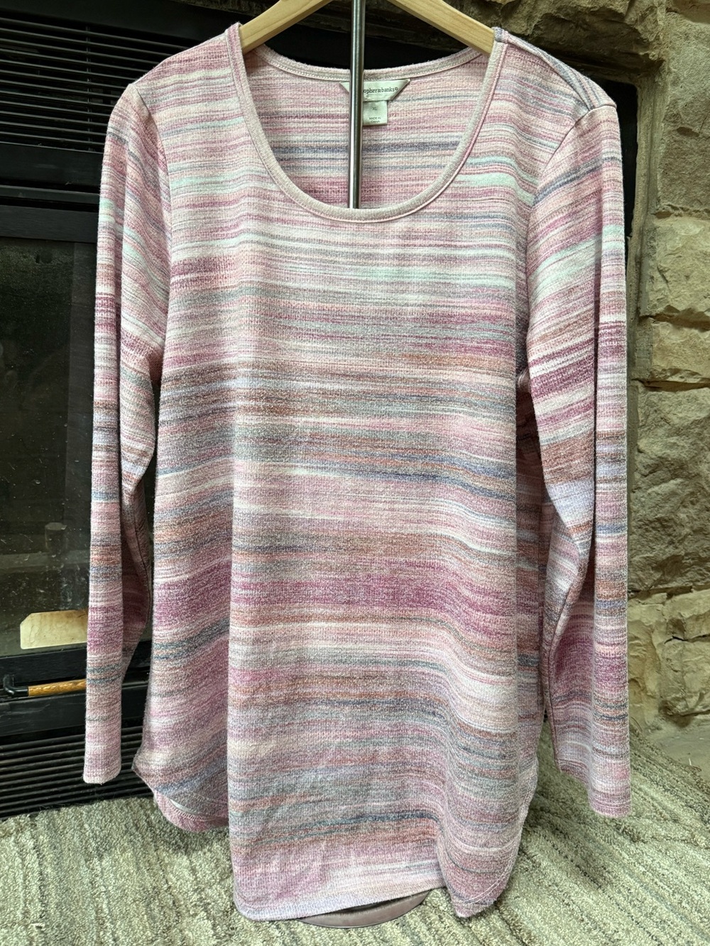 Christopher & Banks Pink Multi-Striped Long Sleeve Top